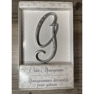 Wedding Large G Silver Finish Monogram Initial Rhinestones Cake Topper